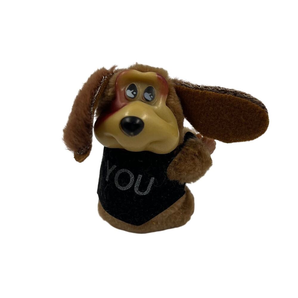 Vintage Clip On Toy Puppy Dog Plush Hand Grabber Pencil Hugger 1980's Clippits